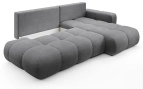 Rozkladacia rohová čalúnená sedacia súprava s úložným priestorom do tvaru L ALMADA pravá šedá
