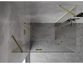 Mexen Mist-H Duo, 2-krídlový výklopný sprchový kút 80 x 70 cm, číre sklo, zlatý lesklý profil, 8A5-080L-070P-50-00