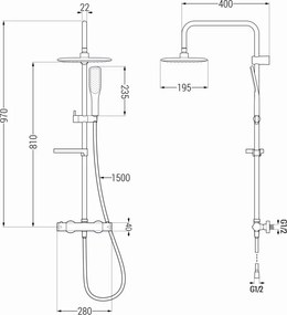 Mexen KX49 sprchový set s termostatickou batériou Kai, čierna-zlatá, 771504991-75