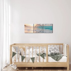 Obraz - Snová pláž (s hodinami) (90x30 cm)