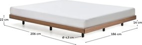 Hnedá dvojlôžková posteľ z brezového dreva bez čela s roštom 180x200 cm Norlen – Kave Home