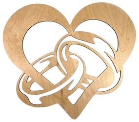 Veselá Stena Drevená nástenná dekorácia Zásnubné prstene so srdcom