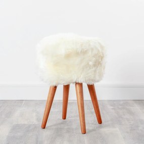 Stolička s bielym sedadlom z ovčej kožušiny Native Natural, ⌀ 30 cm