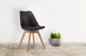 ModernHome Sada 4 stoličiek do obývačky a jedálne s vankúšom - ekokoža, čierne