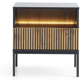 Nočný stolík Sento s LED osvetlením 54 cm dub wotan/čierny