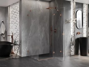 Mexen Lunar, pravostranný výklopný sprchový kút 70 x 80 cm, 8mm číre sklo, medený matný profil, 834-070-080-65-00-P