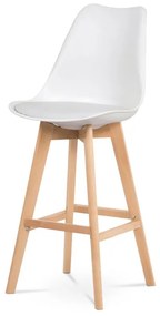 Moderná barová stolička s vysokým operadlom v bielej farbe