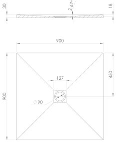 Polysan Polysan, TRENECA sprchová vanička z liateho mramoru s možnosťou úpravy rozmeru 90x90cm, biela matná, 84300.11