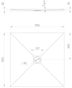 Polysan Polysan, TRENECA sprchová vanička z liateho mramoru s možnosťou úpravy rozmeru 90x90cm, biela matná, 84300.11