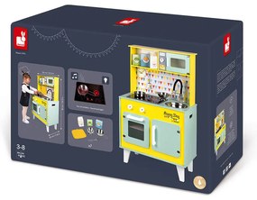 Veľká drevená kuchynka Happy Day žltá zelená