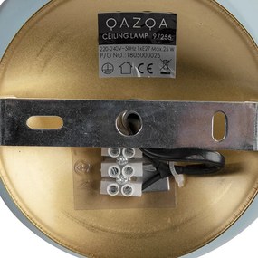 Art Deco stropné svietidlo mosadz s modrým sklom - Pallon