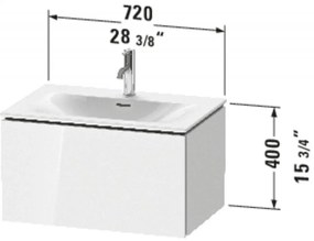 DURAVIT L-Cube závesná skrinka pod umývadlo, 1 zásuvka, 720 x 481 x 400 mm, biela vysoký lesk, LC613602222