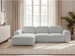 Svetlosivá rozkladacia/s úložným priestorom rohová pohovka z textílie buklé (ľavý roh/s leňoškou) Montaigne – Bobochic Paris