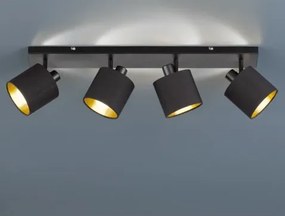 Stropné osvetlenie Tommy, 4 svietidlá, čierna/zlatá%