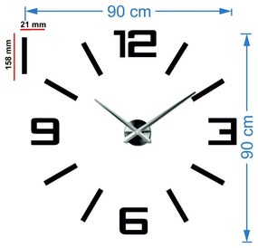 Sentop - nástenné hodiny zrkadlové  veľké čísla X0037 DIY ORFEO i čierne X0037
