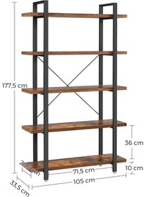 Knižnica NAVARO hnedá/čierna