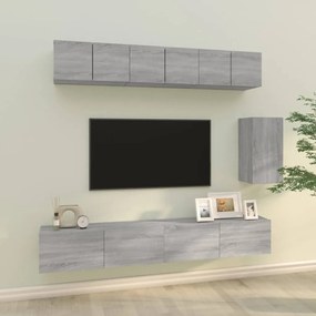 6-dielna súprava TV skriniek sivá sonoma spracované drevo