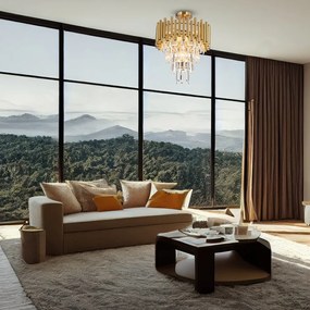 Luster Madison II, 1x krištáľové/zlaté kovové tienidlo, (fi 45cm), g