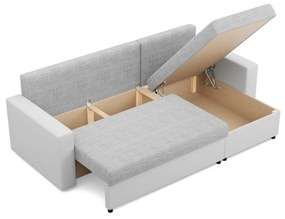 Rohová rozkladacia sedacia súprava LUNA Sivá/biela