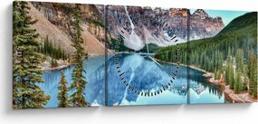 Obraz - Moraine lake (s hodinami) (90x30 cm)