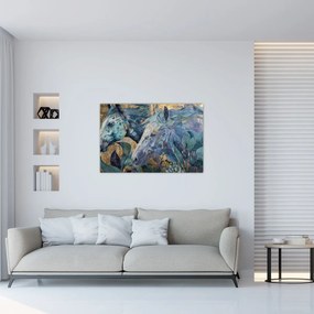 Obraz - Kone so zlatým pozadím (90x60 cm)