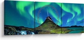 Obraz - Kirkjufell, Island (s hodinami) (90x30 cm)