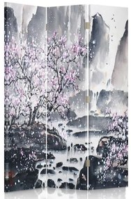 Ozdobný paraván Japonská krajina - 110x170 cm, trojdielny, klasický paraván
