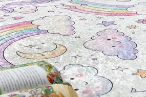 Detský koberec protišmykový BAMBINO 61400 krémový / ružový kruh