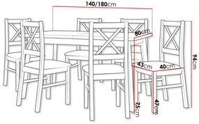Rozkladací jedálenský stôl so 6 stoličkami SILLE 2 - dub artisan / biely / béžový