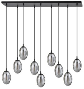 Luster na lanku ASTRAL 9xE14/10W/230V čierna/dymová