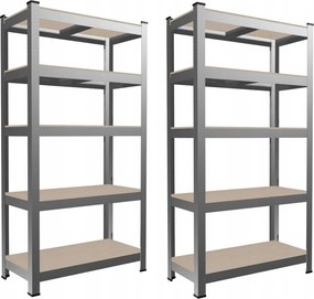 CH Sada dvoch 5-policových kovových úložných regálov Tosca IV. 180 x 90 x 30 cm
