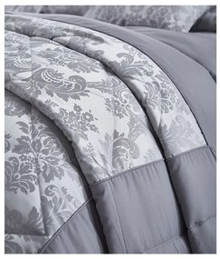 Sivý prešívaný pléd cez posteľ Catherine Lansfield Jacquard, 240 x 260 cm