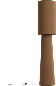 Japandi stojaca lampa hnedá látka Teddy 2-svetelná - Trompet
