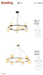 Redo 01-3157 - Luster na lanku BOWLING 6xE14/28W/230V zlatá