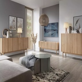 Komoda Boho La 144x68 cm dub riviéra/bílý mramor