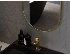 Mexen Loft, oválne kúpeľňové zrkadlo 100 x 35 cm, farba rámu zlatá lesklá, 9851-100-035-000-50