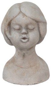 Sivá cementová dekorácia busta dievčatá - 11*10*18 cm