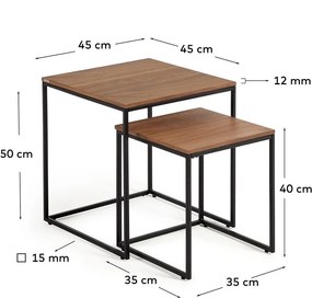 Odkladacie stolíky v súprave 2 ks s doskou v dekore orechového dreva 45x45 cm Yoana – Kave Home