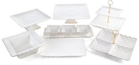 Dekorstudio Ozdobné misky na podnose BELIA03 40 x 15 x 5 cm - krémové