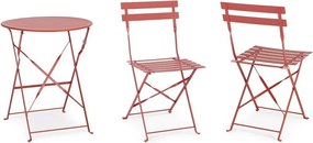 Oceľová záhradná jedálenská súprava v terakotovej farbe pre 2 Austin – Bizzotto