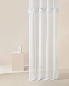Biela záclona FRILLA s volánmi na stieborné priechodky 250 x 250 cm