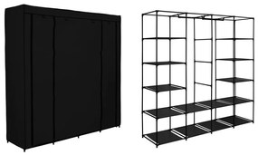 Textilná šatníková skriňa s policami Olena čierna