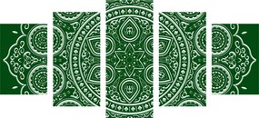 5-dielny obraz jemná etnická Mandala v zelenom prevedení