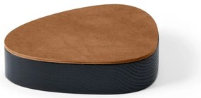 Čierny/v prírodnej farbe drevený/z eko kože úložný box s vekom/dekoratívny 14x12,5x3,5 cm Curve Nupo – LIND DNA