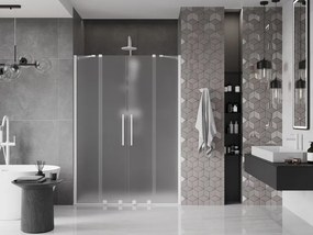 Mexen Velar Duo, posuvné sprchové dvere do otvoru 150 cm, 8mm sklo námraza, biela matná, 871-150-000-32-20