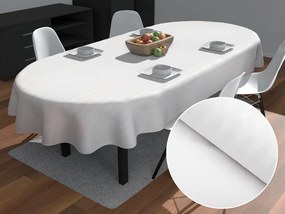 Biante Damaškový oválny obrus Atlas Grádl DM-015 Biely - pásiky 8 mm 120x180 cm