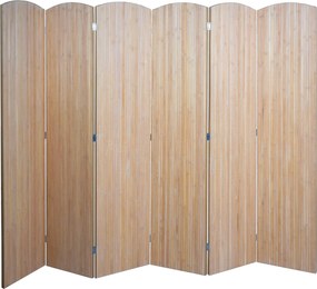 Bambusový paraván HWC-O30, deliaca stena, 6 panelov, 170 × 245 cm - hnedý