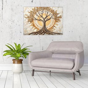 Obraz – Zlatý strom života v mozaike (70x50 cm)