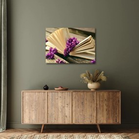 Obraz knihy a fialovej kvetiny (70x50 cm)