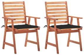 Vonkajšie jedálenské stoličky s podložkami 2 ks masívna akácia 3064327